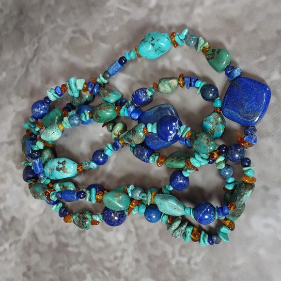Artisan Crafted Lapis/Turquoise Necklace - Picture 4 of 5